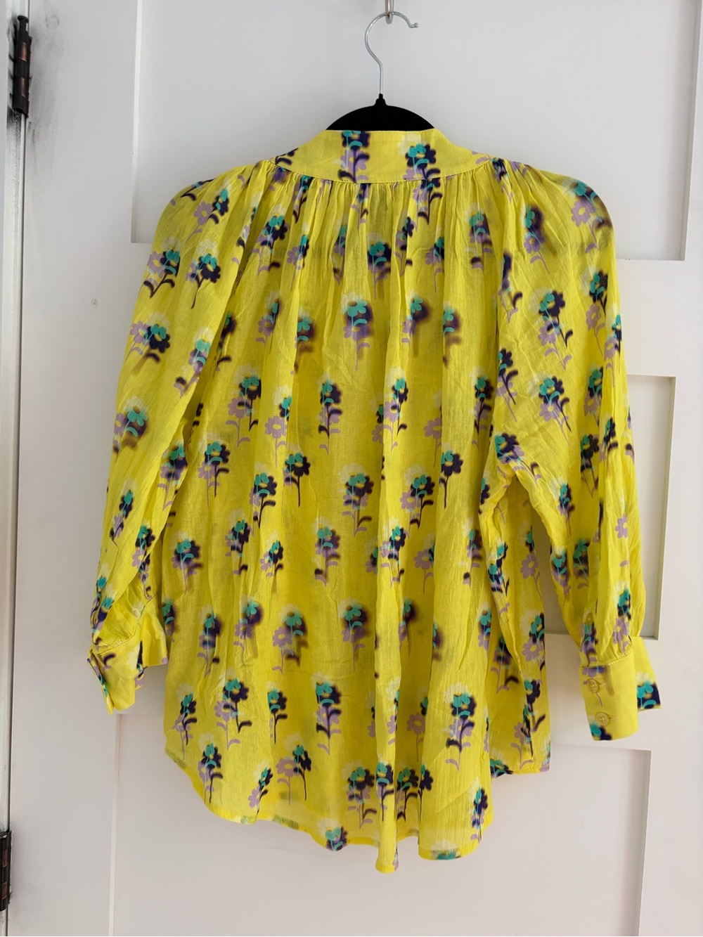 Smythe Gathered Blouse In Lemon Floral Print size S - Picture 12 of 12